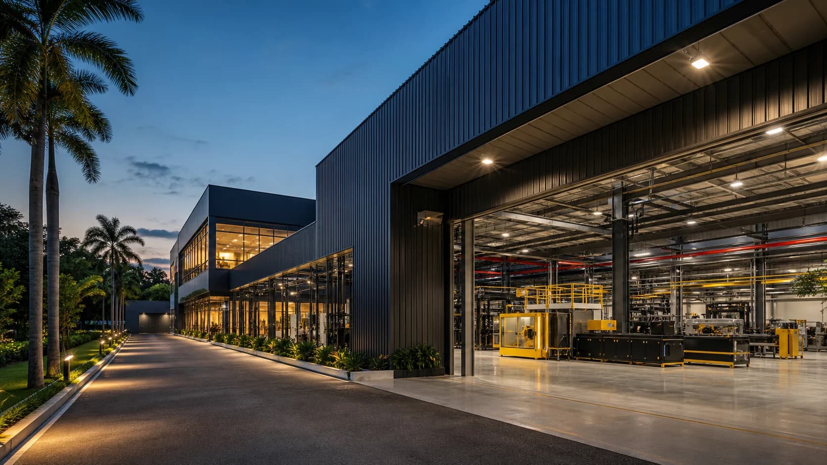 Illustrative view of a modern energy manufacturing campus